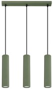 Závesné svietidlo Karbon, 3x olivovo zelené kovové tienidlo