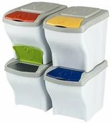 Kôš na triedený odpad Poker set 20 l, 4 ks, biela
