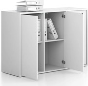 Kancelárska skriňa FRAME, nízka, 3 dvere, 1299 x 450 x 881 mm, PUSH-lock, biela