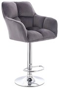 LuxuryForm DESIGN Barová stolička AMALFI VELUR na striebornom tanieri - tmavo šedá