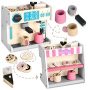 Drevená cukráreň s kávovarom, biela | Ricokids