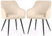 Sada dvoch jedálenských stoličiek VELTO zamatové, béžové / čierne nohy (2 ks)