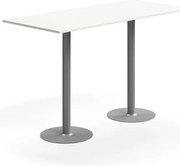 Barový stôl ALVA, 1800x800x1100 mm, HPL, strieborná/biela