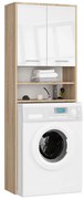 Kúpeľňová skrinka nad práčku FIN 2D dub sonoma / biela, lesk