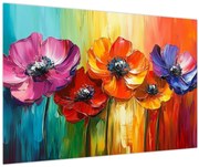 Obraz - Päť pestrofarebných kvetov (90x60 cm)