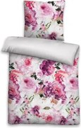 Obliečky Rosa, bavlnený satén, ružové kvetinové%