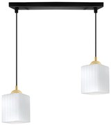 Závesné svietidlo Riffle Square, 2x biele sklenené tienidlo, b/g