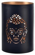 InDecor Kovový svietnik Budha čierna, 13 x 22 cm
