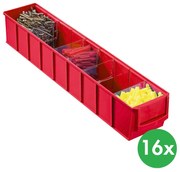 Plastový regálový box ShelfBox typ C - 91 x 500 x 81 mm, 16 ks, červený