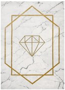 Dywany Łuszczów, Kusový koberec Emerald diamant 1019 cream and gold, 80x150, biela, kancelária