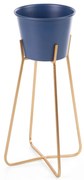 KOVOVÝ KVETINÁČ SO STOJANOM 19X34 CM MODRÁ