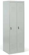 Kovová šatníková skrinka S2, 2-dverová, 1800 x 600 x 500 mm, cylindrický zámok, sivé dvere