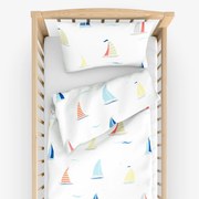 Goldea detské bavlnené obliečky do postieľky - plachetnice 90 x 120 a 40 x 60 cm