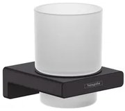 Držiak pohára a kefiek Hansgrohe AddStoris vrátane poháre vo farbe matná čierna 41749670