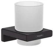 Držiak pohára a kefiek Hansgrohe AddStoris vrátane poháre vo farbe matná čierna 41749670