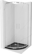 Mexen Rio, štvrťkruhový sprchový kút 90 x 90 cm, 6mm číre sklo, chrómový profil + čierna sprchová vanička, 863-090-090-01-00-4170