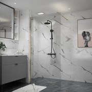 Erga Paris, sprchová zástena Walk-In 130x200 cm, 8mm číre sklo, zlatý lesklý profil, ERG-V02-PARIS-130x200-CL-GD