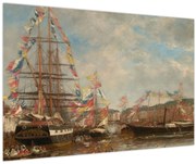 Obraz - Eugène Boudin, Festival in the Harbor of Honfleur, reprodukcia (90x60 cm)