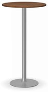 Koktailový stôl OLYMPO II, priemer 600 mm, sivá podnož, doska orech