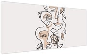 Obraz - Line art tváre (120x50 cm)