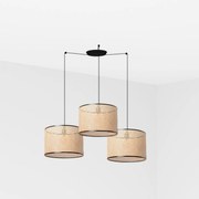 Faro Mambo závesné svietidlo čierna/ratan, 3x E27, priemer 45 cm
