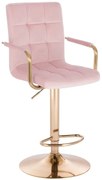 LuxuryForm DESIGN Barová stolička VERONA GOLD VELUR na zlatom tanieri - ružová