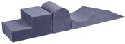 Sivomodré zamatové penové ihrisko 45x193x30 cm Montessori – Meowbaby