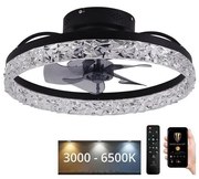 NEDES LED Stmievateľné stropné svietidlo s ventilátorom LED/35W/230V 3000-6500K černá+DO ND4087