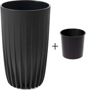 PLASTOVÝ KVETINÁČ STRIPPED ECO 51X30 CM ČIERNA