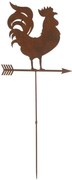 Hrdzavý dekoratívny zápich Kohút - 49*0,5*120 cm