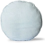 Modrý ľanový guľatý podsedák Ice Blue - Ø 60 * 5cm