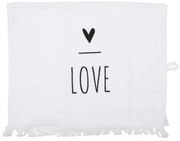 Biely kuchynský froté uterák so srdiečkom Love - 40*66 cm