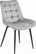 Svetlosivá zamatová stolička BERA s čiernymi nohami