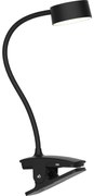 Solight WO3001-B-LED Stm. flexib. lampa s klipom LED/2W/5V 3000/4000/6500K čierna