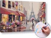 Maľovanie podľa čísel DÁŽĎ V PARÍŽI – nízka náročnosť