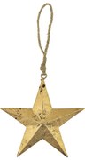 Dekorácia zlatá kovová hviezda na povrázku - 15*1*15cm