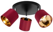 Stropné svietidlo Gama, 3x červené textilné tienidlo, (možnosť polohovania), o