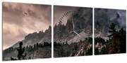 Obraz skalnatých hôr (s hodinami) (90x30 cm)