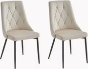 Set 2 stoličiek IMOLA - svetlý béžový zamat / čierne nohy