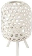 Drevená biela lampáš na nožičkách Magali - Ø 31 * 52 cm