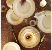 18-dielna jedálenská súprava, béžová/zlatá, porcelán