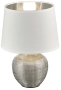 Biela stolová lampa z keramiky a tkaniny Trio Luxor, výška 26 cm