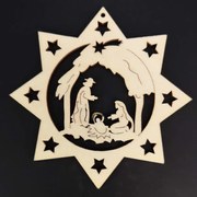 AMADEA Drevená ozdoba hviezda s betlehemom 8 cm
