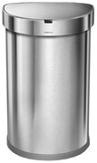 Pologuľatý bezdotykový kôš, 45 l, matná oceľ, nerez