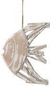 Drevená dekorácia ryba na povrázku s bielou patinou Fish flat - 22*4*28cm