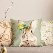 Veľkonočná obliečka na vankúš 45x45 cm – sivá s motívom zajačika, 100% polyester