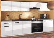 Kuchynská linka Belini 240 cm biely lesk s pracovnou doskou Uniqa2 INF UNIQA2/5/WT/W/0/B1