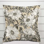 Biante Dekoračná obliečka na vankúš s lemom PML-089 Biele kvety na béžovom 30 x 50 cm