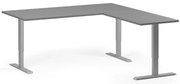 Výškovo nastaviteľný stôl, 180x180 cm, 3 motory, L/P, sivá podnož, grafit