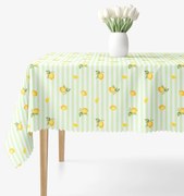 Goldea hranatý teflónový obrus - zelené prúžky s citrónmi 80 x 80 cm